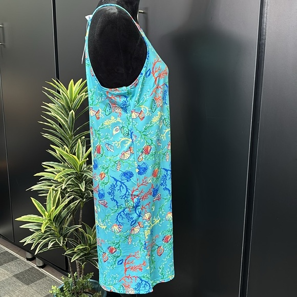 Banana Boat UPF 50+ halter style, lightweight aqua/coral sea life pattern - Picture 4 of 6